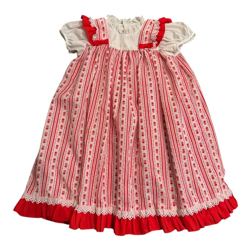Vintage Jacobson's 'Betti Terrell' Baby Girl dress red & white age 9-12 months